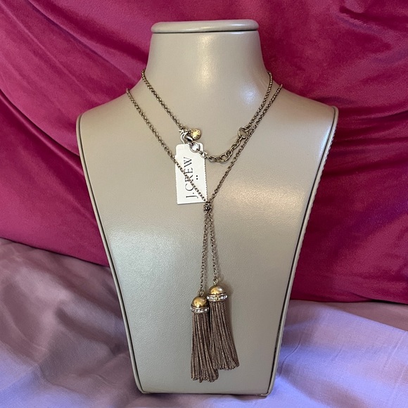 J. Crew Jewelry - NWT J Crew Gold Tone and Rhinestone Long Tassel Necklace